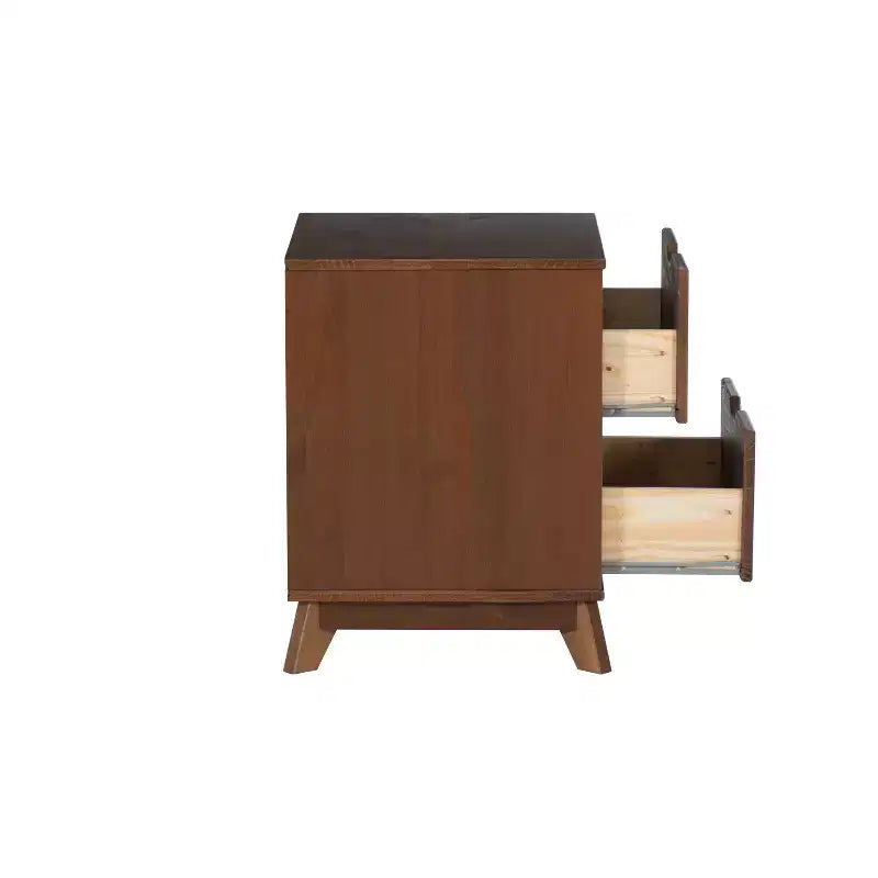 Lit plateforme simple et table de chevet