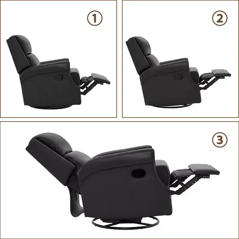 Fauteuil inclinable, pivotant et berçant en cuir