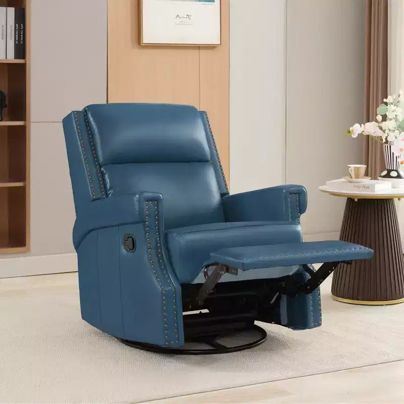 Fauteuil inclinable, pivotant et berçant en cuir