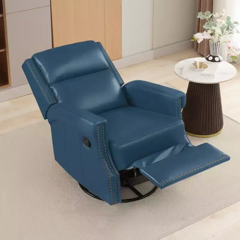 Fauteuil inclinable, pivotant et berçant en cuir