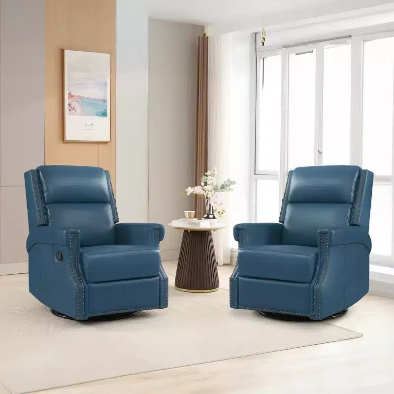 Fauteuil inclinable, pivotant et berçant en cuir