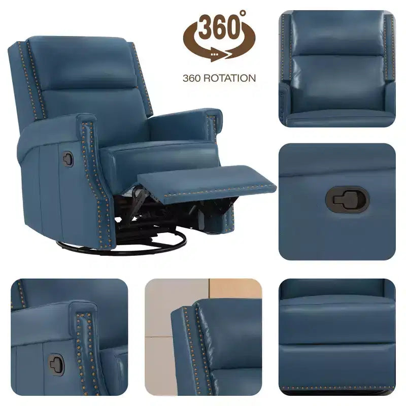 Fauteuil inclinable, pivotant et berçant en cuir