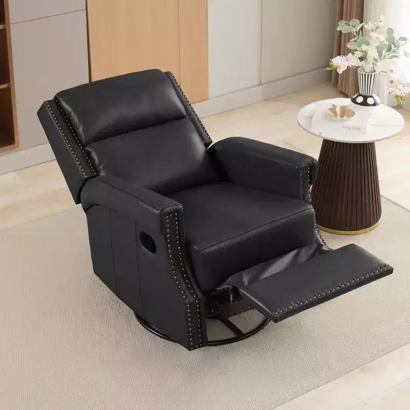 Fauteuil inclinable, pivotant et berçant en cuir