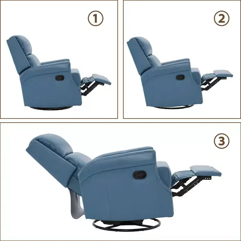 Fauteuil inclinable, pivotant et berçant en cuir