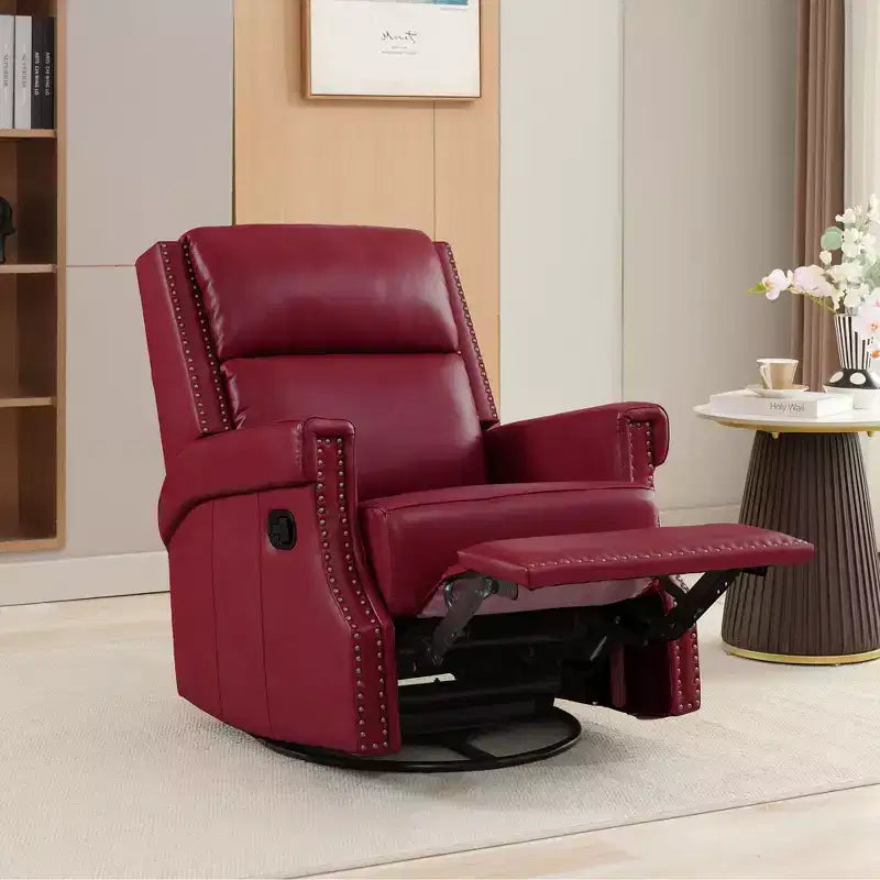 Fauteuil inclinable, pivotant et berçant en cuir