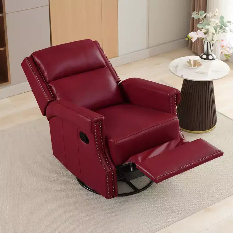 Fauteuil inclinable, pivotant et berçant en cuir