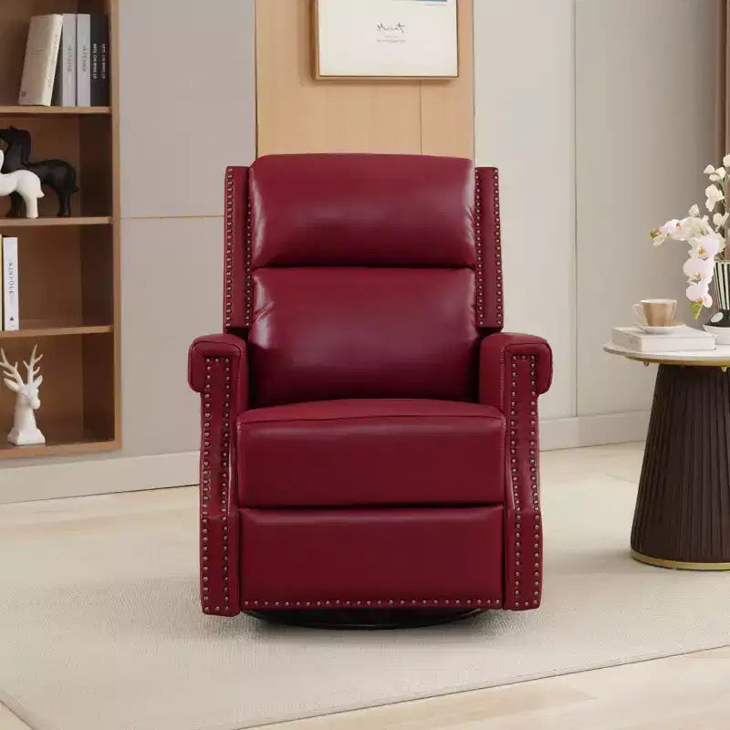 Fauteuil inclinable, pivotant et berçant en cuir
