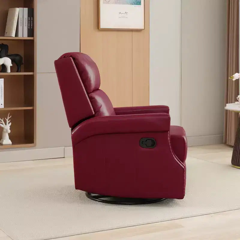 Fauteuil inclinable, pivotant et berçant en cuir