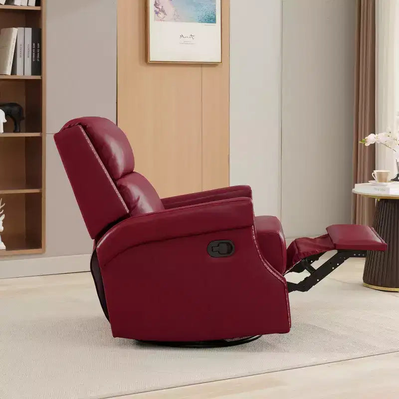 Fauteuil inclinable, pivotant et berçant en cuir