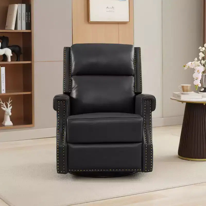 Fauteuil inclinable, pivotant et berçant en cuir