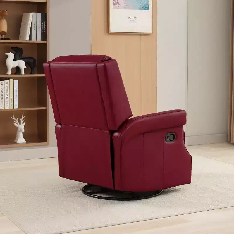 Fauteuil inclinable, pivotant et berçant en cuir