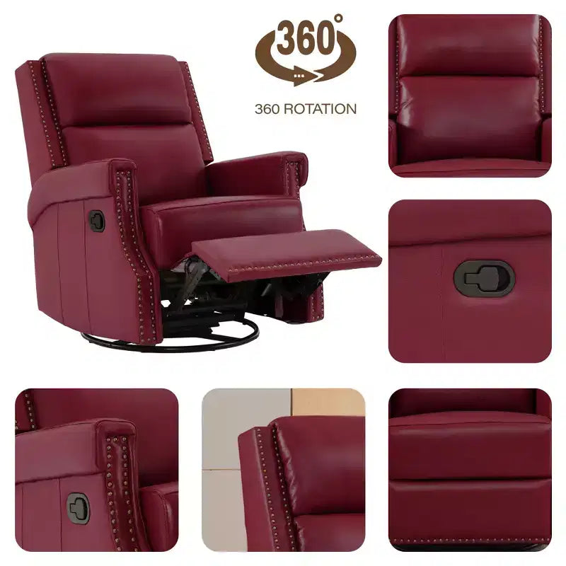 Fauteuil inclinable, pivotant et berçant en cuir