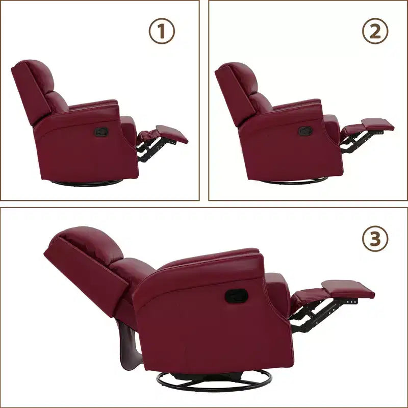 Fauteuil inclinable, pivotant et berçant en cuir