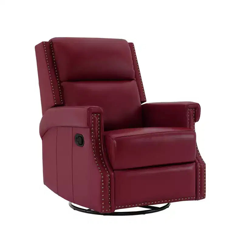 Fauteuil inclinable, pivotant et berçant en cuir