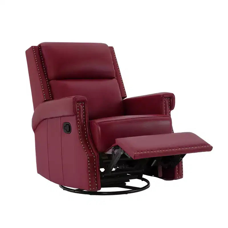 Fauteuil inclinable, pivotant et berçant en cuir