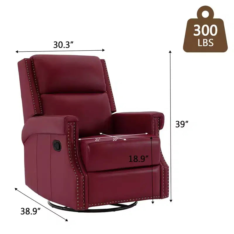 Fauteuil inclinable, pivotant et berçant en cuir