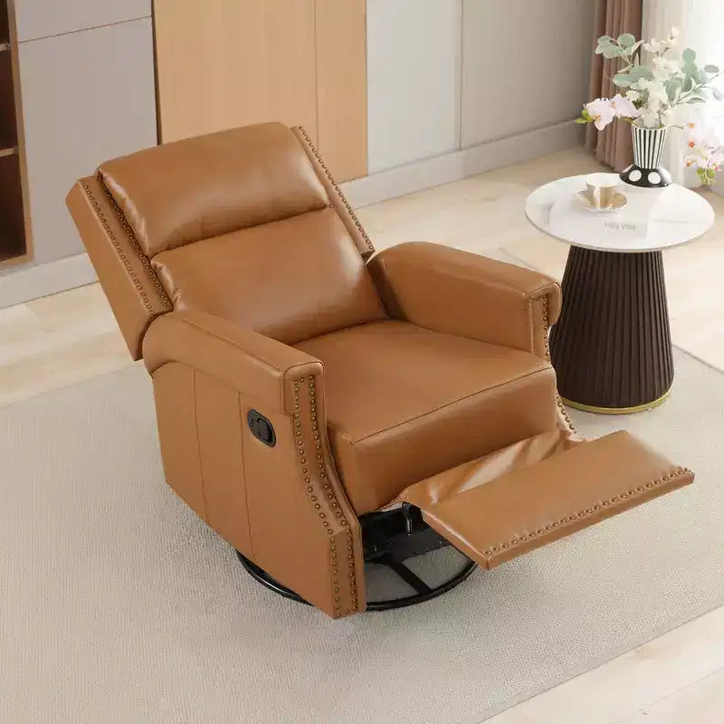 Fauteuil inclinable, pivotant et berçant en cuir