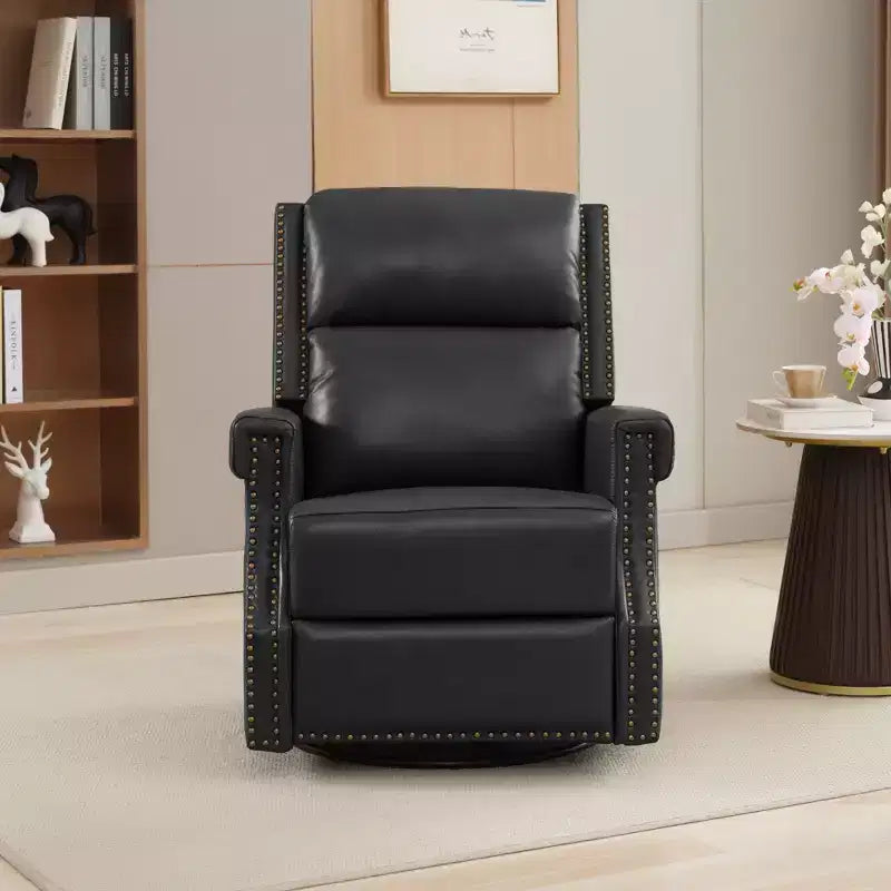 Fauteuil inclinable, pivotant et berçant en cuir
