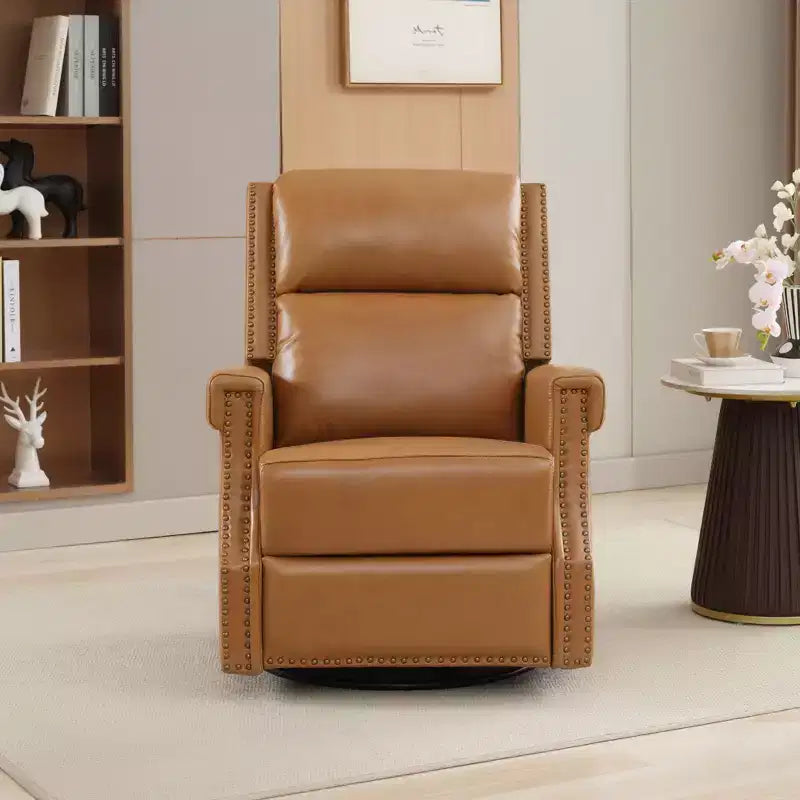 Fauteuil inclinable, pivotant et berçant en cuir
