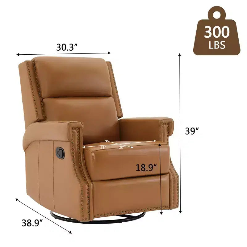 Fauteuil inclinable, pivotant et berçant en cuir