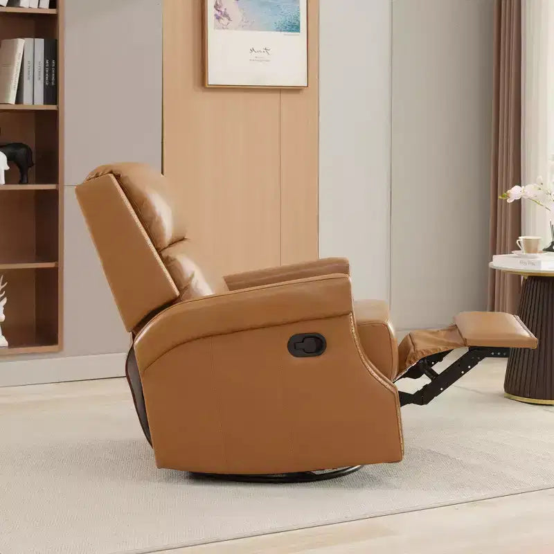Fauteuil inclinable, pivotant et berçant en cuir