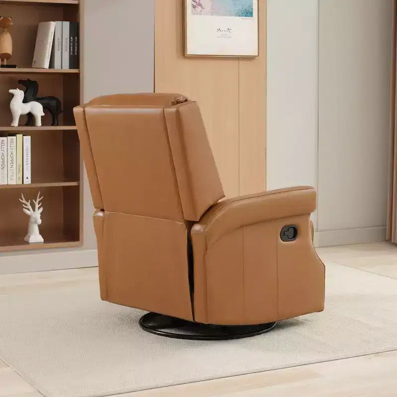 Fauteuil inclinable, pivotant et berçant en cuir