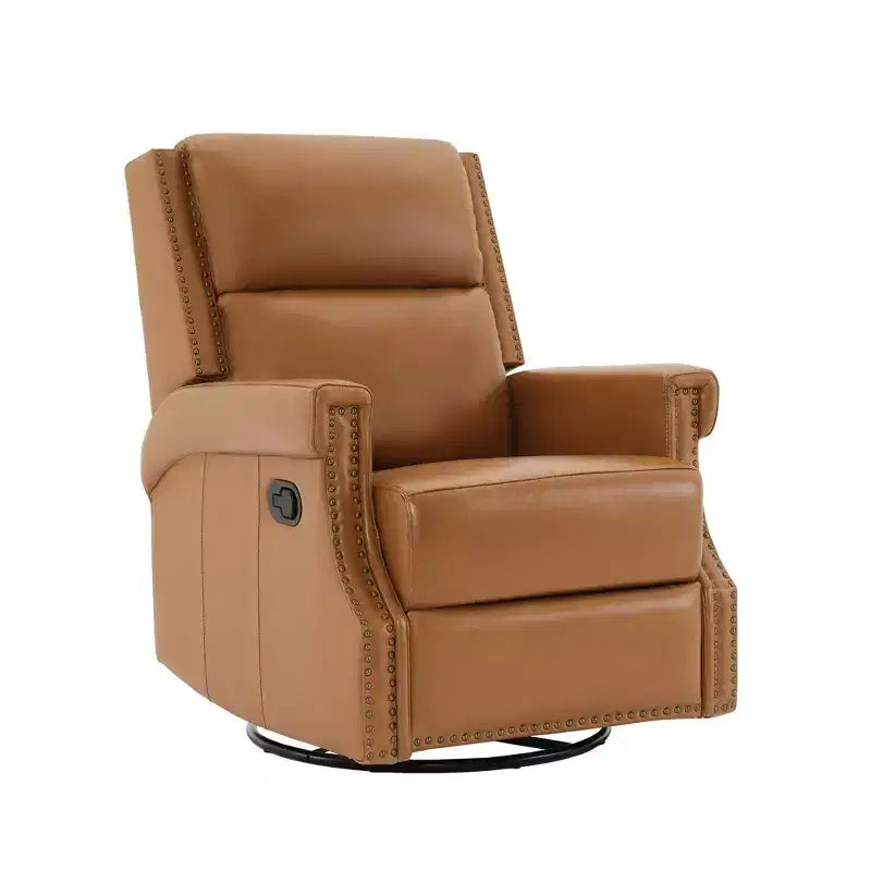 Fauteuil inclinable, pivotant et berçant en cuir