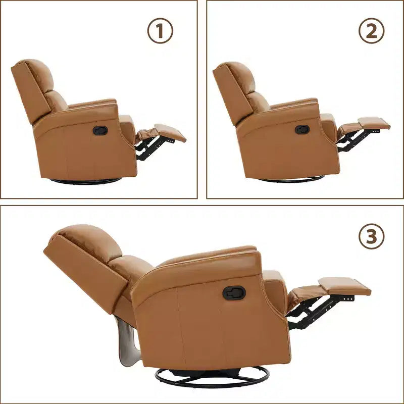 Fauteuil inclinable, pivotant et berçant en cuir