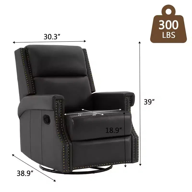 Fauteuil inclinable, pivotant et berçant en cuir