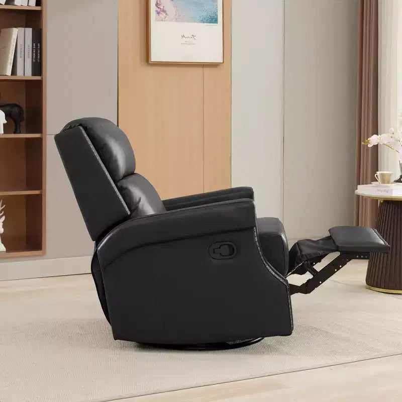 Fauteuil inclinable, pivotant et berçant en cuir