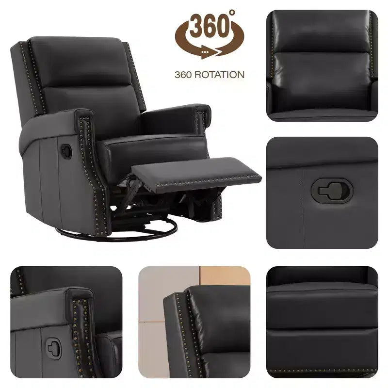 Fauteuil inclinable, pivotant et berçant en cuir