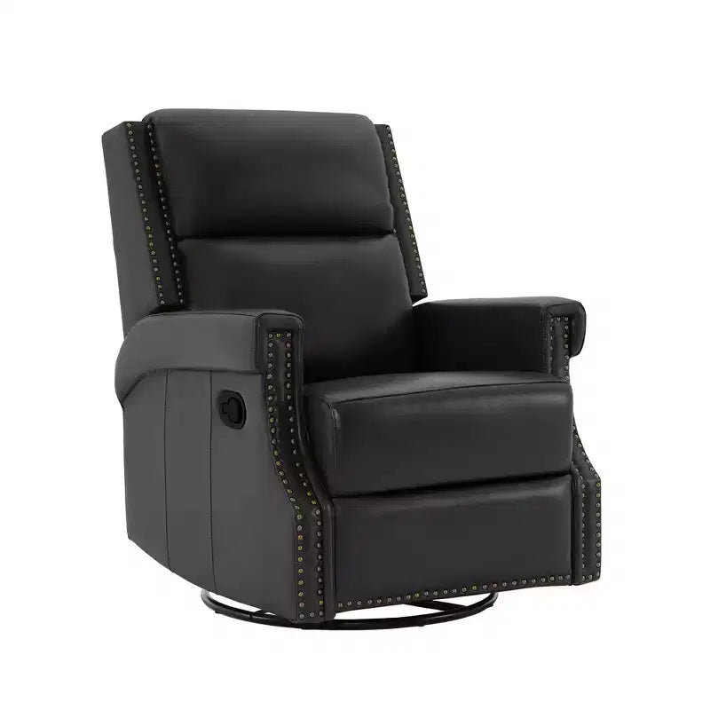 Fauteuil inclinable, pivotant et berçant en cuir