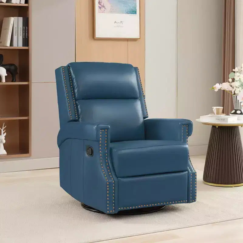 Fauteuil inclinable, pivotant et berçant en cuir