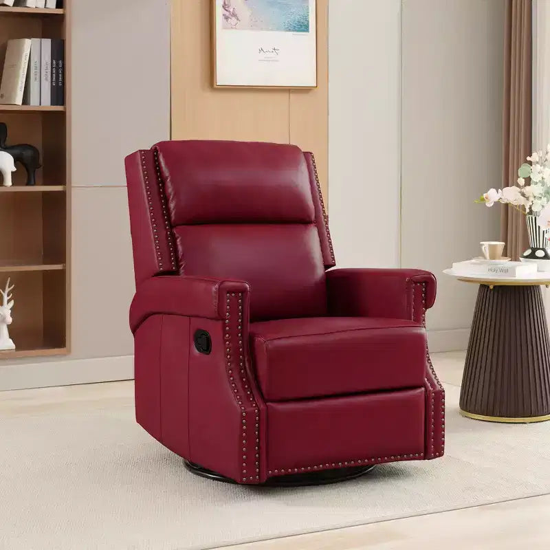 Fauteuil inclinable, pivotant et berçant en cuir