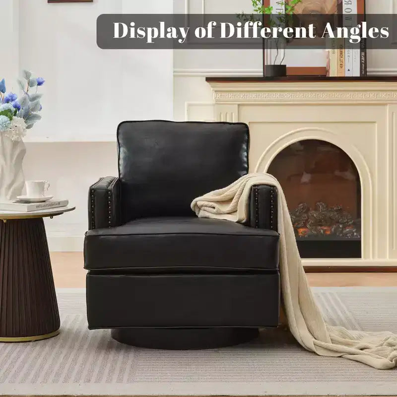 Fauteuils d'appoint pivotants en cuir moderne