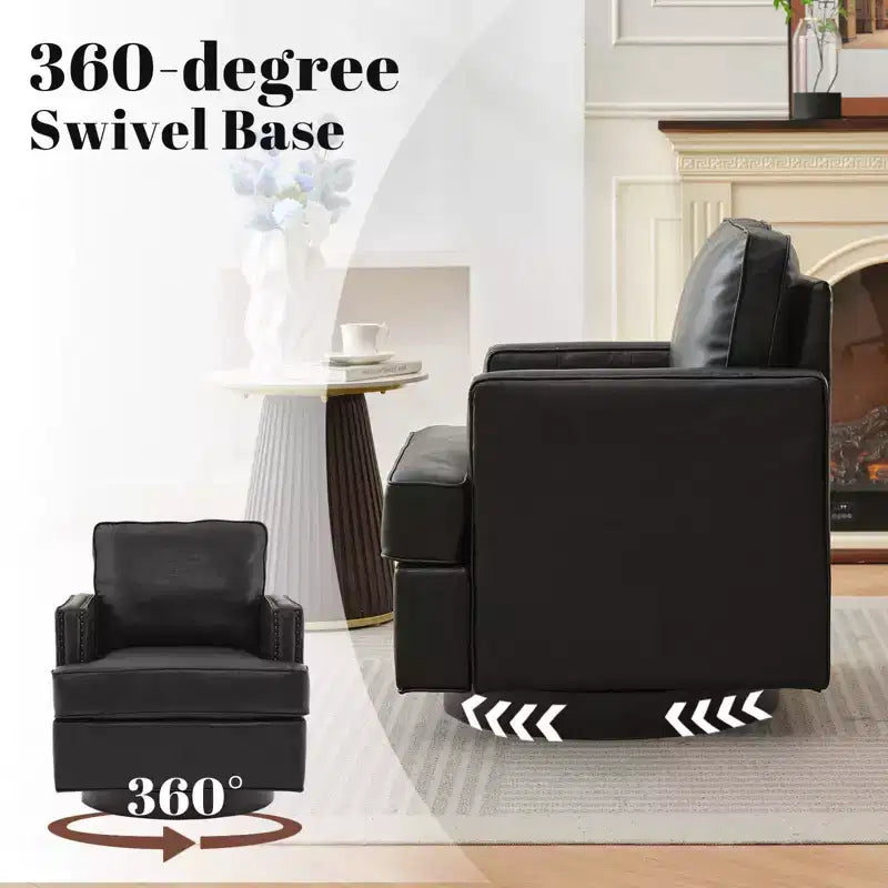 Fauteuils d'appoint pivotants en cuir moderne
