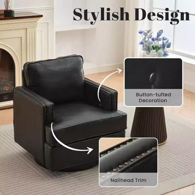 Fauteuils d'appoint pivotants en cuir moderne