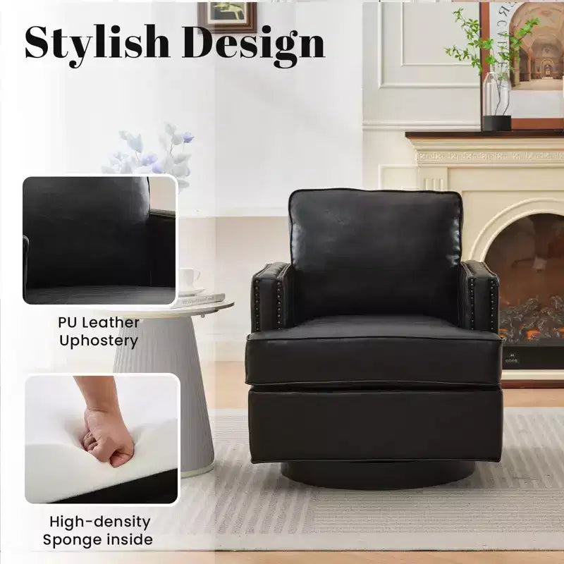 Fauteuils d'appoint pivotants en cuir moderne