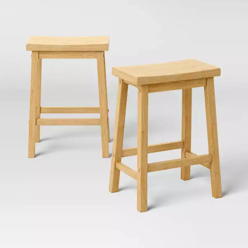 Lot de 2 tabourets de bar sans dossier en bois massif de 24 pouces de hauteur pour comptoir – Room Essentials